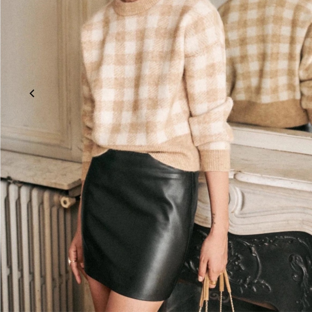 Sezane leather mini skirt.